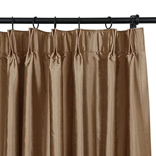 Chadmade 100% Dupioni Silk Curtain 120 Inches Long Pinch Pleat Room Darkening Curtain Solid Window Curtain Panel Room Divider Drape, Chestnut Curtain 25Wx120L (1 Panel), Selman Collection #TOP2