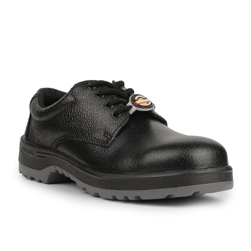 Image of Liberty Warrior 7198-319 STA Safety Shoes for Men, Genuine Leather, Double Density PU Sole, Light Weight, Steel Toe, Black, Sizes-6UK-10UK