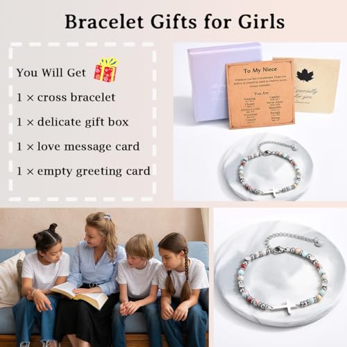 Image of Christian Gifts for Women Girls, Religious Cross Bracelet, Birthday Christmas Easter Baptism Confirmation First Communion Valentines Day Graduation Gifts for Her
