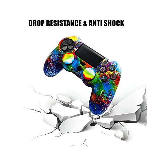 Image of Ps4 Skin, Anti-Slip Shell Cover Case with 10 Joystick Grips Silicone Cover Sticker for PlayStation 4 Controller