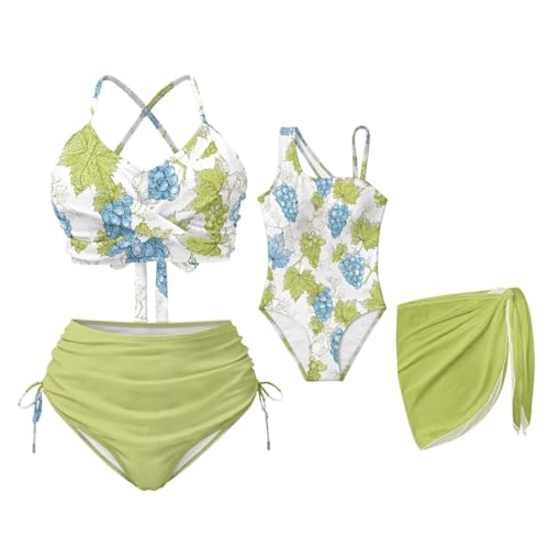 YECARYPOD Grape Family Matching Swimsuits Two Piece Mommy and Me Bathing Suits Womens Bikini Sets Girls' One-Piece Swimwear with Cover Up Fashion Summer Vacation Travel Outfits
