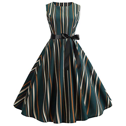 iDWZA Women Vintage 1950s Retro Sleeveless O Neck Print Evening Party Prom Swing