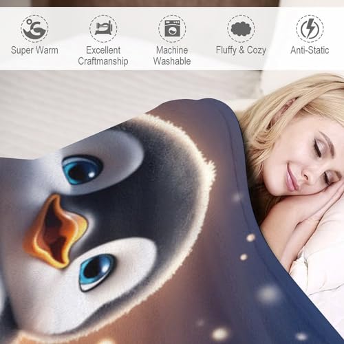 Manta de microfibra de pingüino con acabado mullido de alta densidad 5