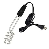 HEATIAC Large Immersion Water Heater with On/Off Switch - 1500 Watt, 110V - Portable Electric Boiler for Making Hot Water, Coffee, Tea, Beverages, Soup