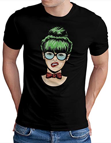 T-shirt OM3 Diva Chick Homme Noir 4XL en coton imprimé anime pin up