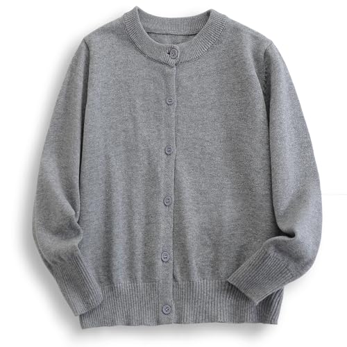 Image of ACESTAR Boys Girls Cardigan Sweater Cotton School Uniforms Solid Kids Long Sleeve Button Down Sweaters Knit Tops, 3T-12Years