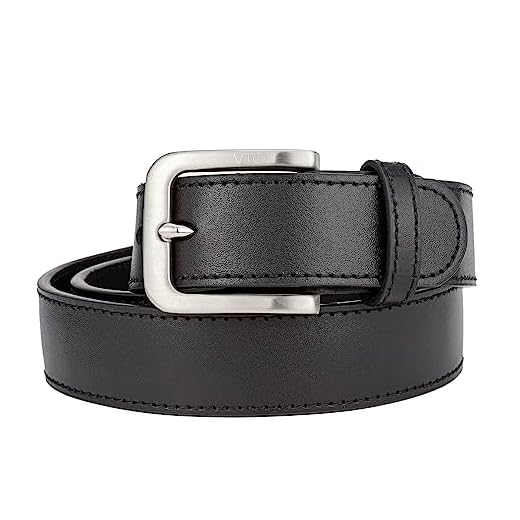 VICI Tactical Steel Core Leather Gun Belt for Concealed Carry CCW | 1.5 inch Genuine Top Grain Leather EDC Belt with Reinforced Steel Core and Stainless Steel Buckle (Black - Size 42 Pants)