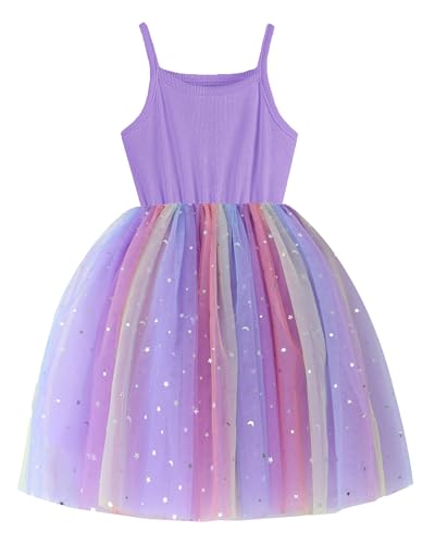 Image of GSVIBK Baby Girls Tutu Dress Sleeveless Toddler Cotton Tulle Skirt Princess Party Prom Dresses