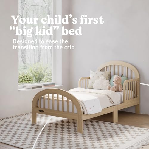 Image of Graco Olivia Toddler Bed (Driftwood) - GREENGUARD Gold Certified, Includes Toddler Safety Guardrails, Fits Standard Crib & Toddler Mattress, Stylish Arched Design