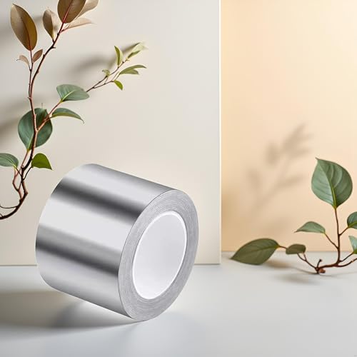 Image of Sliver Aluminum Foil Tapes High Temperature,Premium Silver Aluminum Tape, Foil Tapes,Heavy Duty Duct Tape for Heat Insulation, HVAC, Dryer Vents, Wrap Pipe Duct Tape
