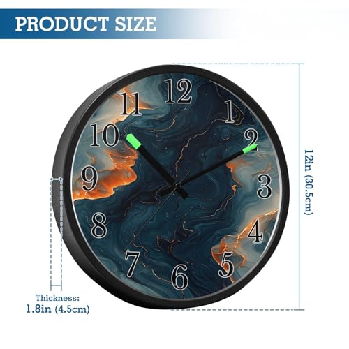 Horloge murale phosphorescente marbre bleu finitions dorées chic 30cm - 5