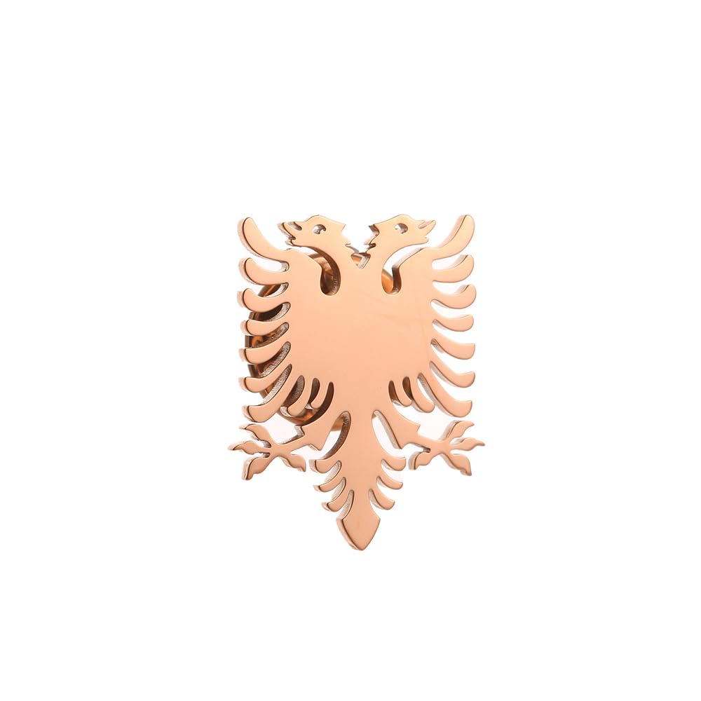 Stainless Steel Albania Eagle Double Headed Eagle Brooch and Pin Ethnic Gifts for Women Men