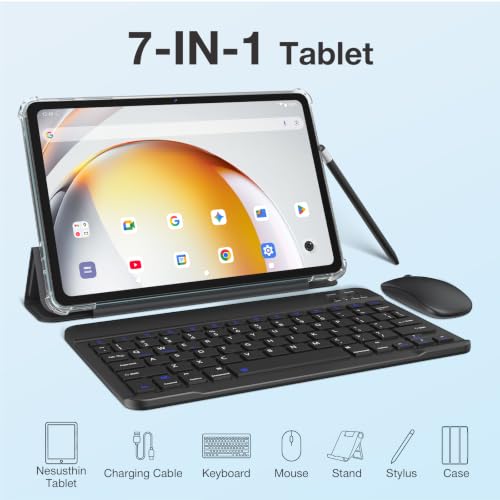Image of Android 16 Tablet 10 inch, [7 in 1] Tablet with Keyboard & Mouse & Case & Stand & Stylus , [18GB RAM+128GB ROM] +1TB Expand, 1280*800 IPS Touchscreen, 6600mAh Battery Tablet with 1 Year Warranty