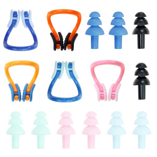 Penta Angel 5 Set Waterproof Silicone Swim Nose Plugs with Earplugs for Men Women Adults and Kids Over 7 Years Old
