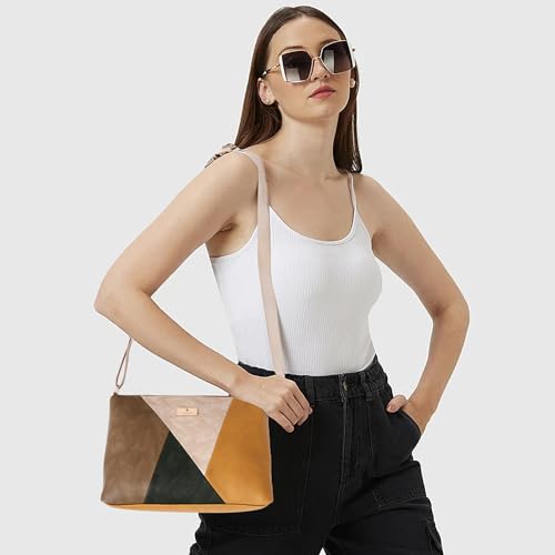 Image of Valerie Color Block Sling Bag | Single Shoulder Bag | A Right Choice For Your Stuff | Made With Vegan Leather | Adjustable Sling Strap |Crossbody Bag For Girls & Women