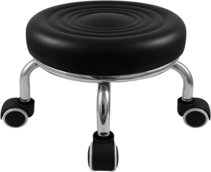 SHREEYETI360° Swivel Rolling Stool Low Rolling Stool Rolling Kitchen Stool,9 inch Height (Black