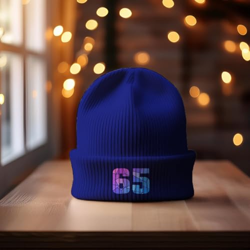 Bonnet 65 Number Cuffed Beanie Royal doux sans démangeaison pour peau sensible