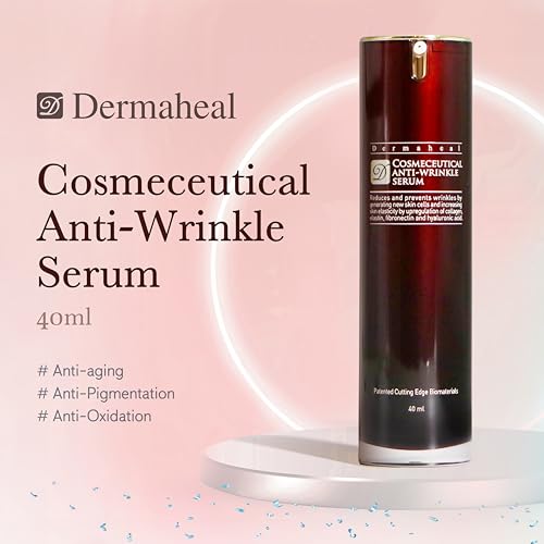 Dermaheal Anti-Wrinkle Serum Anti Aging Face Treatment with Biomimetic Peptides for Fine Lines Collagen & Radiance Concentrated Hydrating Essence for Face & Neck Repair 1.35 fl oz