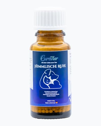 CuraTier Himmlische Ruhe – Bachblüten Globuli für Hunde & Katzen – Entspannung & innere Balance bei Unruhe, Hyperaktivität & Reisen – 12 g