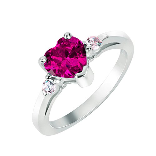 CloseoutWarehouse Cubic Zirconia Heart Promise Ring Sterling Silver (Color Options, Size 3-15)