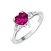 CloseoutWarehouse Cubic Zirconia Heart Promise Ring Sterling Silver (Color Options, Size 3-15)