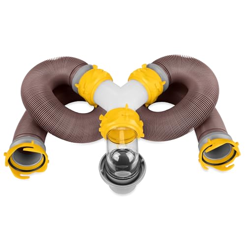 Camco Revolution 20' Sewer Hose Kit with Swivel Fittings and Wye Connector - Ready To Use Kit with Fittings, Hoses, and Storage Caps, Great For RVs