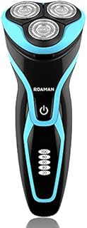 ROAMAN Electric Shaver Men, 3D Rechargeable Electric Rotary Razor, IPX7 Waterproof Wet and Dry Shaver with Powercut Blades, 120 Mins Run Time, Gift for Men, Blue