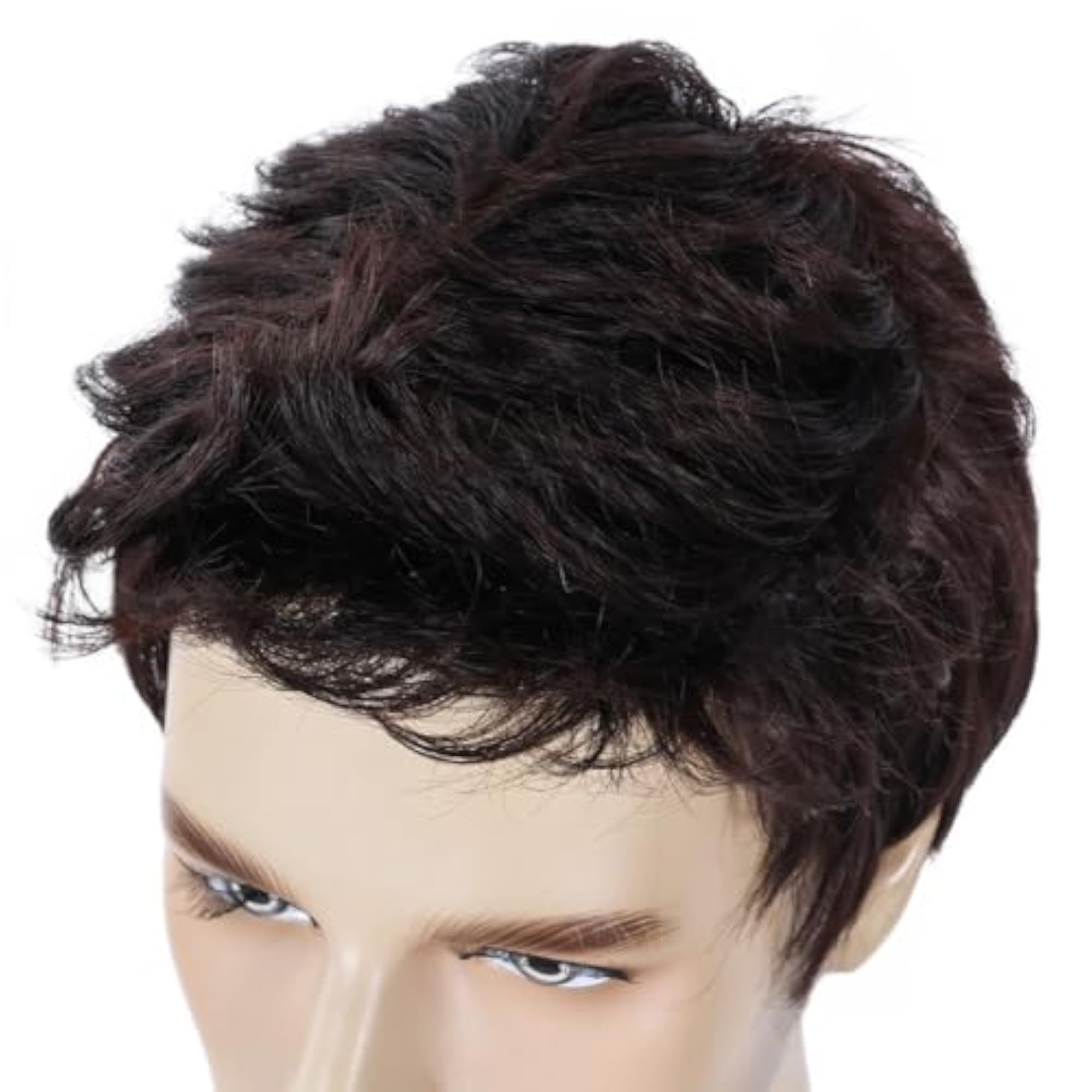 Men's Short Brown Synthetic Wig for Daily Wear