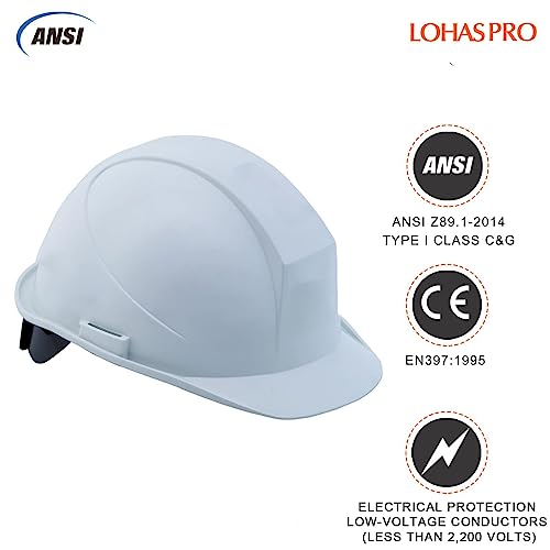 Lohaspro Hard Hats Construction Safety Helmet Cap Style Osha Work Rescue Hardhat Ansi Z89.1 Approved For Men Women Adult Worker Casco De Construccion Type I Class C & G(02 White) #TOP4