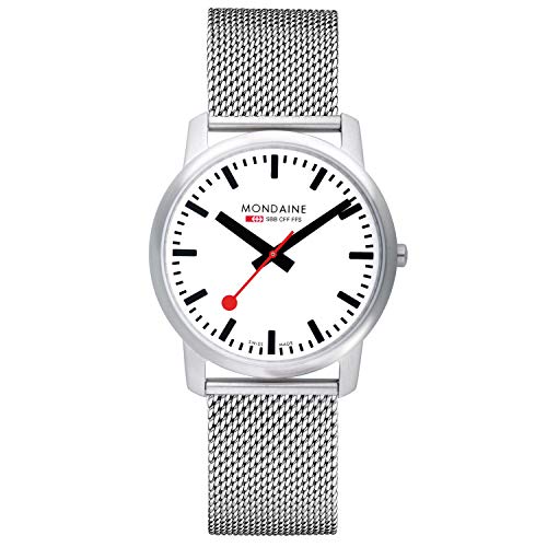 Mondaine Simply Elegant, Montre en Acier Inoxydable pour Homme et Femme, A638.30350.16SBM, 41 MM.