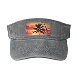 JJPUNGK Sombrero de playa tropical con estampado de palmeras y copa vintage con cierre de hebilla ajustable, clásico para hombres y mujeres, gris, Talla única