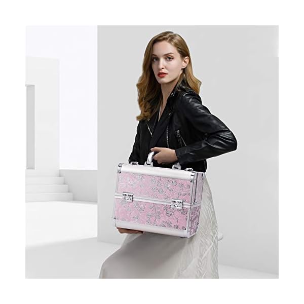Kosmetikkoffer Schminkkoffer Leer Make up Koffer Nagelkoffer Friseurkoffer Beauty Case Schmuckkoffer Nageldesign Koffer Multikoffer – Bild 3