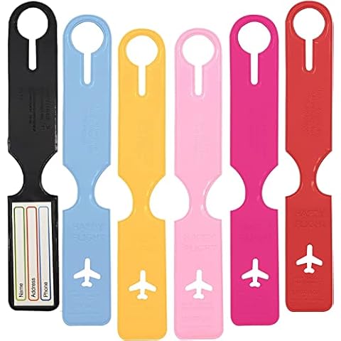 YUSHOTL 6 Pcs Luggage Tags,Luggage Labels for Travel,Suitcase Label Tag with Name Address Tel Personalized Travel ID Tags Made of PVC for Travel Privacy Protection, Preventing Loss Cover