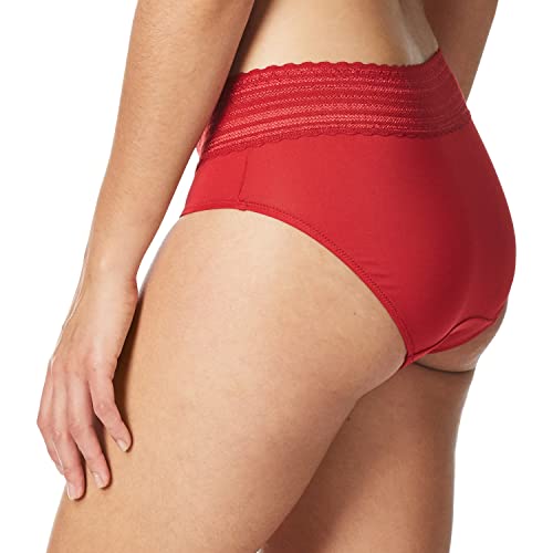 Warner's Women's No Pinching No Problems Dig-Free Comfort Waist With Lace Microfiber Hipster 5609J, Classic Red, Medium #TOP3
