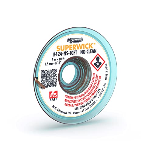 MG Chemicals 424-NS-10FT No-clean Super Wick Desoldering Braid, 0.06