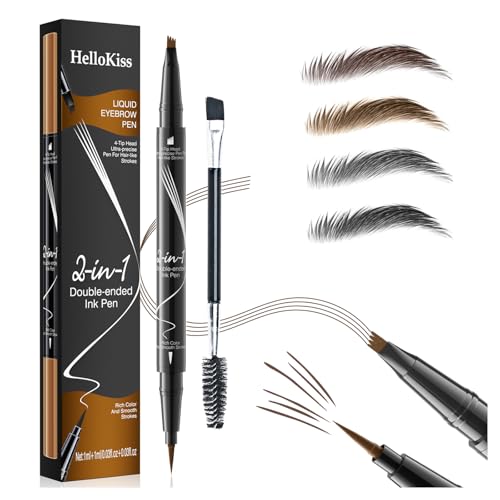 Lápiz de cejas 2 en 1 resistente al agua, lápiz de cejas de doble extremo, duradero y resistente a las manchas, con pincel para cejas, crea un color natural de cejas (marrón oscuro)