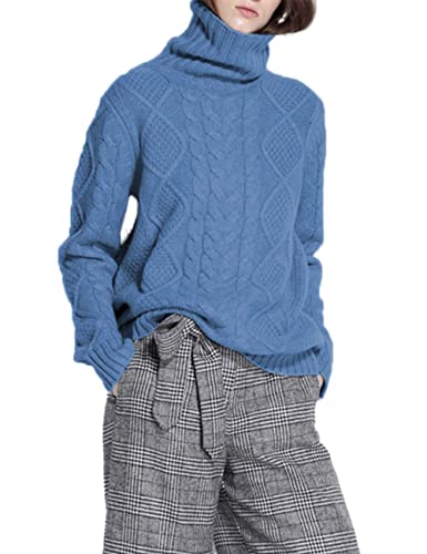 Image of Wool Sweaters Women's Turtleneck Pullover Female Loose Long Sleeve Tops Winter Thick Knitted Jumper