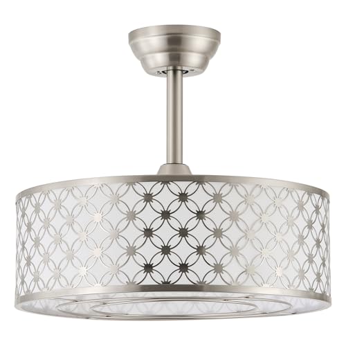 Phrylix Silver Fandelier Ceiling Fan with Light, 20" Caged Silver Chandelier Ceiling Fans with Lights Remote Control, Fabric Mid-Century Modern with 6 Speeds for Bedroom, Nursery, Living Room. by Phrylix - Used condition - Image 8