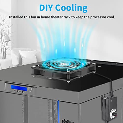 Wathai 140mm x 25mm Computer Fan with AC Plug 110V 120V 220V 240V Variable Speed Controller for DIY Biltong Box Reptile Aquarium Receiver DVR PlayStation Xbox Cabinet Ventilation Cooling - Thumbnail 5