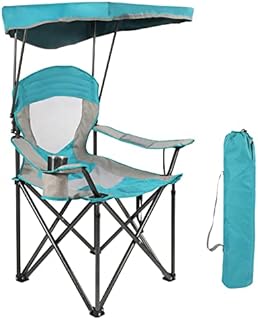 REDCAMP Oversized Folding Camping Chair with Canopy, Portable Deluxe Large Heavy Duty Camp Chair with Sun Shade Protection for Adults Outdoor Patio Garden Beach Park Travel Picnic(Blue)