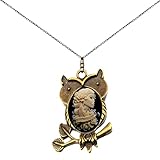 Yspace Owl Pendant Best Friend Cameo Necklace Fashion Jewelry 18" 24" Chain Pouch Gift (skull)