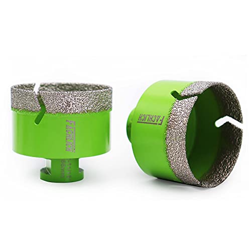 Image of Diamond Core Drill Bit,2pcs Diameter 2-2 /3 inch 68mm Thread 5 /8-11,Vacuum Brazed Dry Wet Hole Saw for Porcelain Tile,Granite,Marble,Concrete,Masonry,Brick