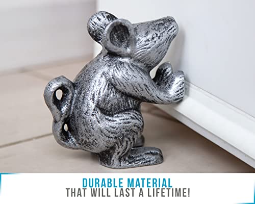 Cast Iron Mouse Door Stop By Comfify- Decorative Vintage Rustic Door Stop - Stop Your Bedroom, Bath And Exterior Doors With Style - Antique Silver Color #TOP4