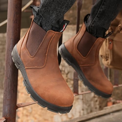 Image of Composite Toe Chelsea Work Boots for Men and Women, S3 Certified Waterproof Safety Boots, Kevlar Puncture-Resistant Midsole, Slip-Resistant Work Shoes for Construction, Roofing, Warehouse & Industrial Work