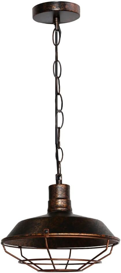 Suspension industrielle scandinave rouille E27 avec cage en maille pour salle à manger