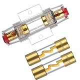 Anhoer AGU Sicherungshalter 30A Vergoldet Glassicherung Inline AGU-Sicherung Inline-Sicherungshalter mit 2 Stück 30A AGU Sicherung Glasrohr für Automotive Audio Power Safety Protection