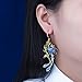 JadeAngel Gold Plated Stering Silver Drop Earrings with Cloisonne Enamel Phoenix Style Fashion Jewelry (Blue)