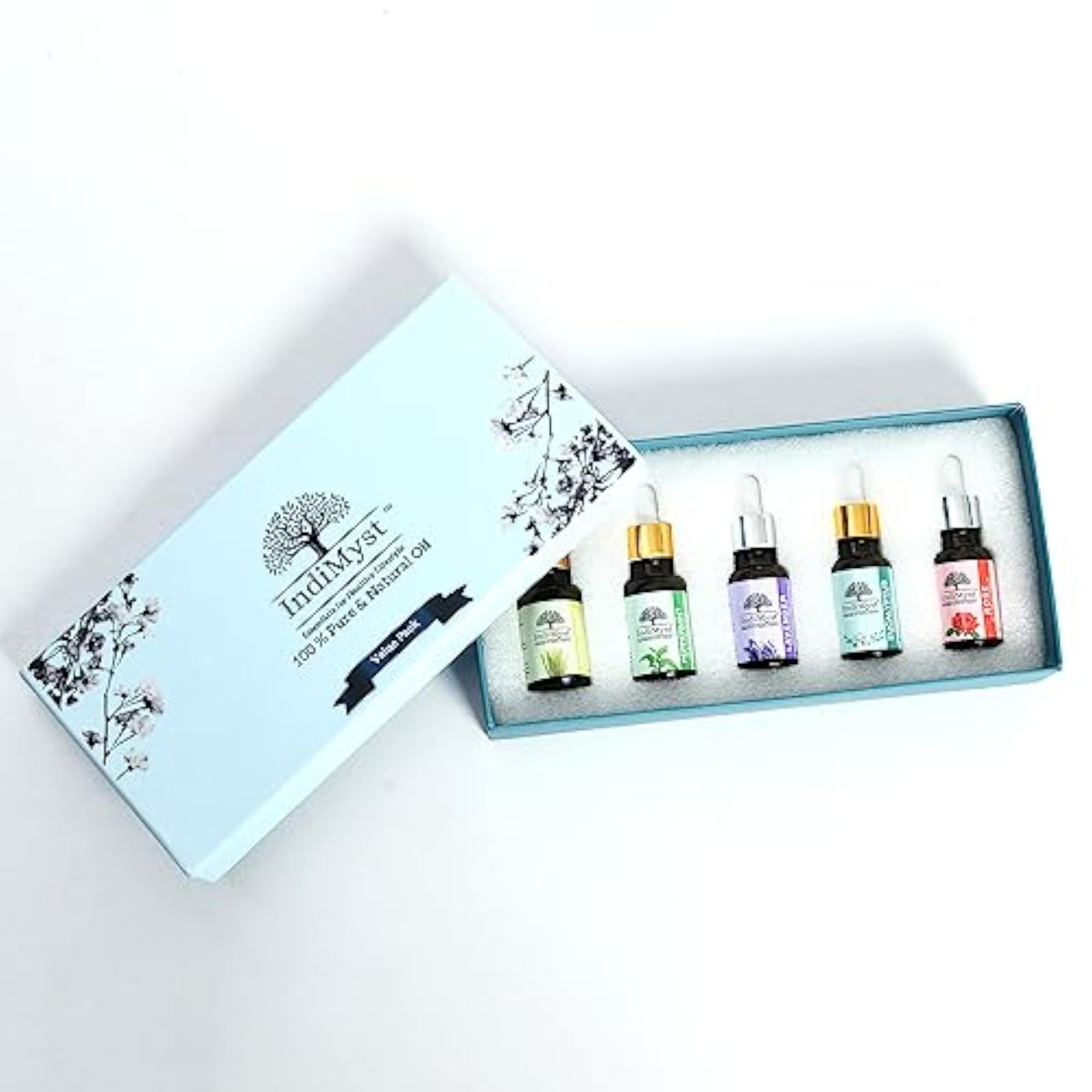 IndiMyst Essential Oils Combo Pack with Metal Diffuser