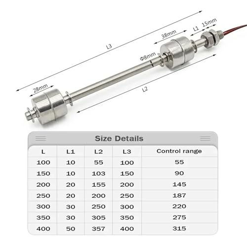 Sensor de nivel de agua de acero inoxidable y boya doble de 350mm para control de bomba 3