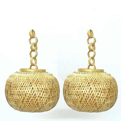 Bamboo round lamp shade For Dining Room, Living Room, Corrido, Bar, Restaurant, Coffee house(9INCH)(PACK OF 2)-image-49